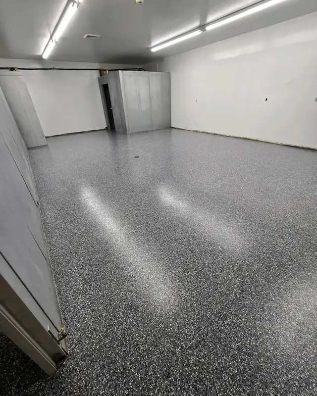 Flake coated garage floor