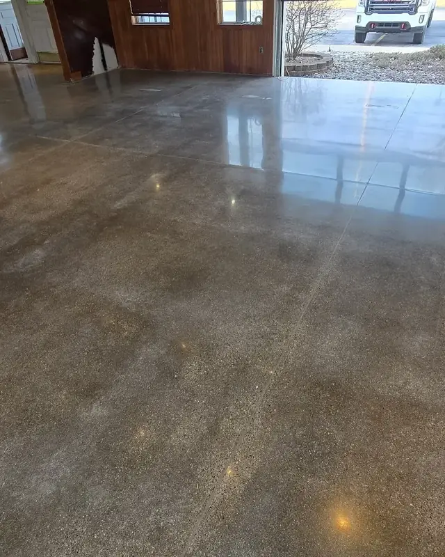 Sealed concrete floor in a garage